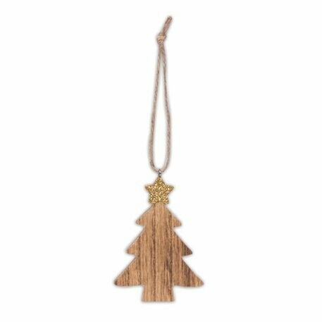 SAPIN EN BOIS ETOILE PAILLETTES OR 6X8CM