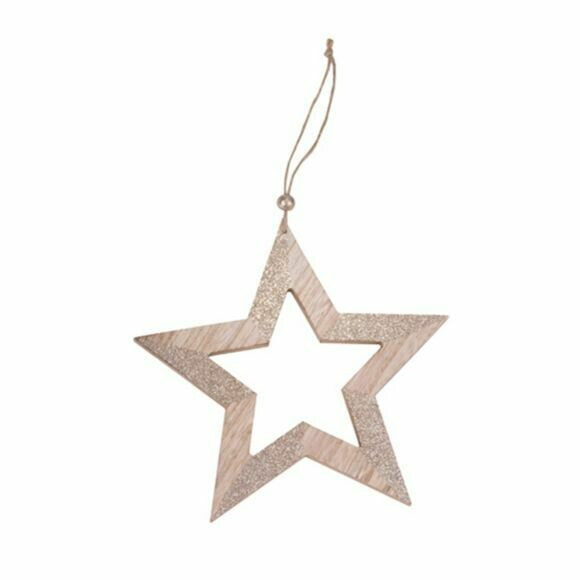 ETOILE BOIS PAILLETTES CUIVRE 21.5CM
