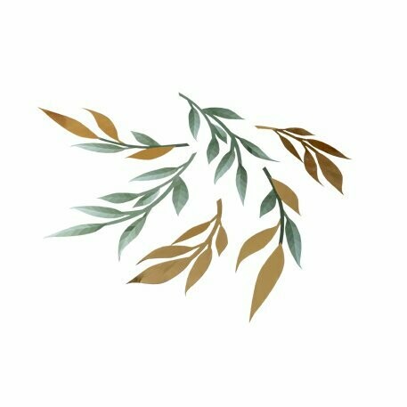 DECO DE TABLE FEUILLES VERTES ET OR 22CM-30CM (x6)