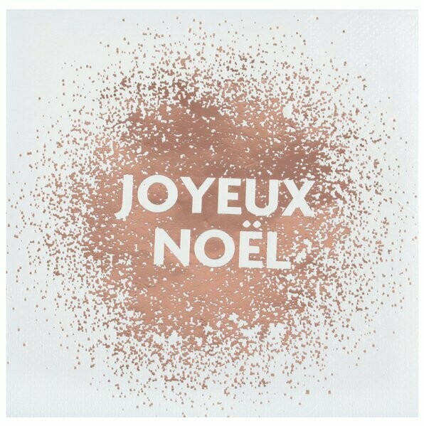 SERVIETTE COCKTAIL BLANCHE JOYEUX NOEL ROSE GOLD 12.5CM (x20)