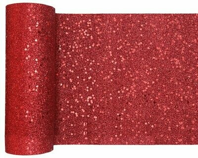 CHEMIN DE TABLE PAILLETTES ROUGE 18CM x 5M