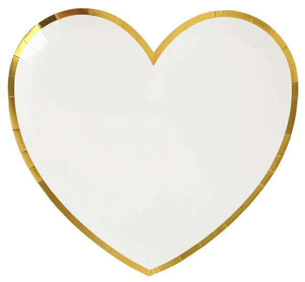ASSIETTE COEUR BLANC ET LISERE OR 22.5CM (x10)
