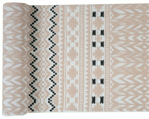 CHEMIN DE TABLE ETHNIQUE POUDRE COTON 28CM x 3M