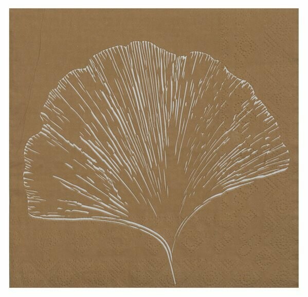 SERVIETTE KRAFT ET FEUILLES DE GINKGO 16.5CM (x20)
