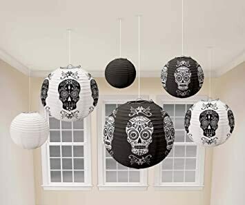 LANTERNES RONDES PAPIER HALLOWEEN DAY OF THE DEAD (x6)