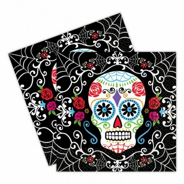 SERVIETTE HALLOWEEN DAY OF THE DEAD 33x33CM (x20)