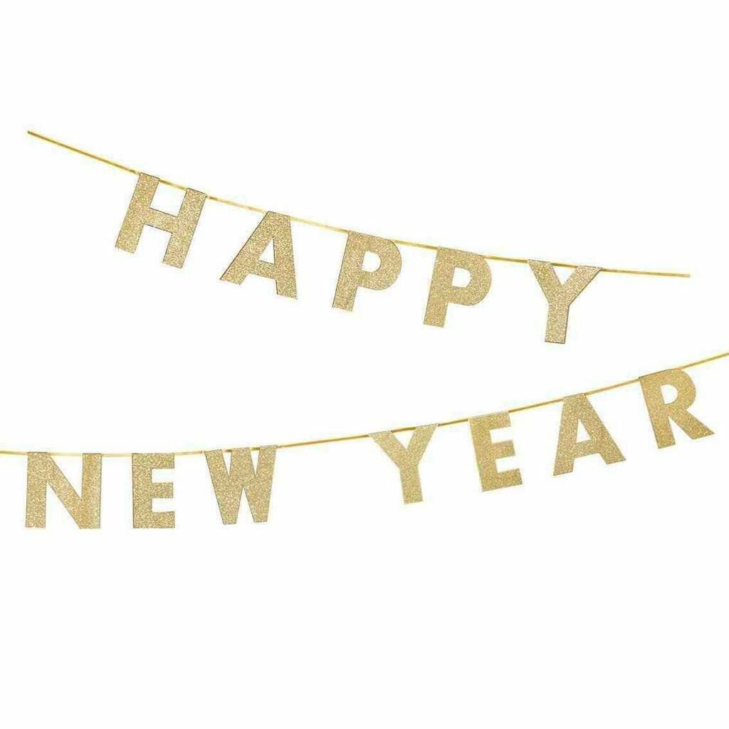 GUIRLANDE "HAPPY NEW YEAR" OR PAILLETTES 12CMx2M