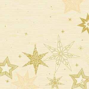 SERVIETTE QUALITE LUXE CREME ETOILE OR 40x40CM (x12)