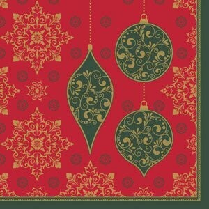 SERVIETTE 3 PLIS ROUGE ET VERTE 33x33CM (x20)