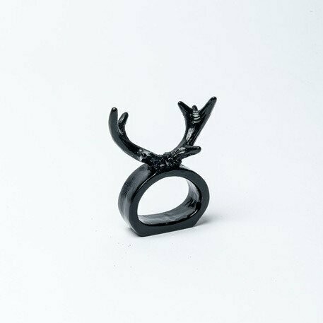 ROND DE SERVIETTE BOIS CERF RESINE NOIRE