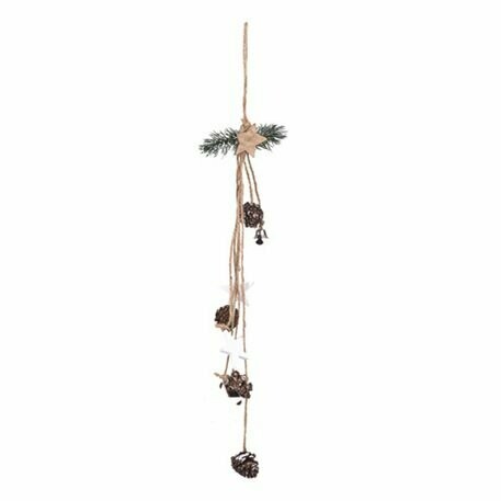 SUSPENSION POMMES DE PIN ET ETOILES 45 CM