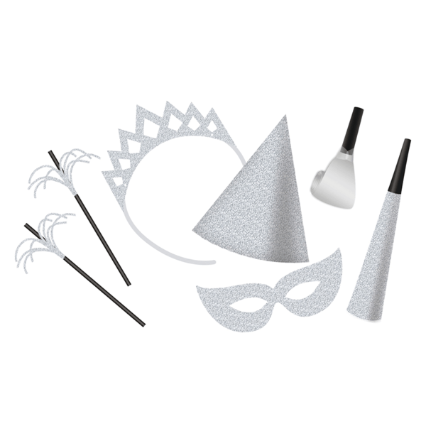 COTILLONS ASSORTIS ARGENTES POUR 6 PERSONNES