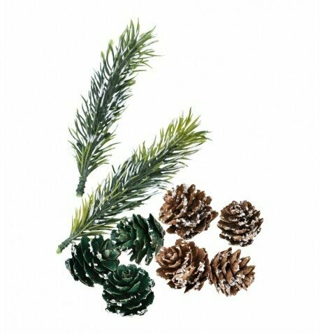 DECORATION HIVER: SAPIN ET POMMES DE PIN (x14)