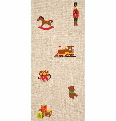 CHEMIN DE TABLE LIN MOTIF JOUETS 28CMx5M