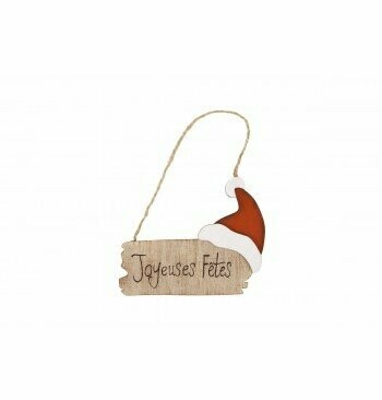 SUSPENSION BOIS "JOYEUSES FETES" 11x8CM