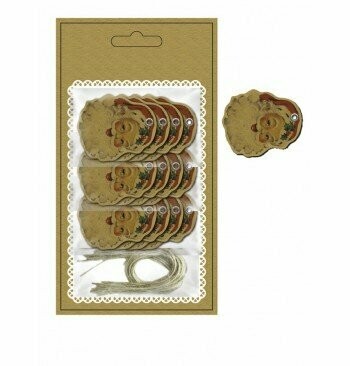 ETIQUETTES PERE NOEL 4CM AVEC LIEN (x12)
