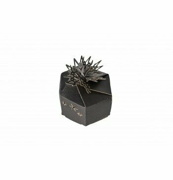 BOITE KRAFT NOIR ET ETOILE OR 6x6x3.5CM (x6)