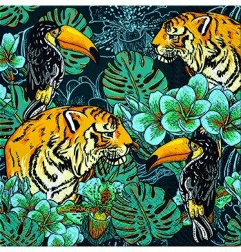 SERVIETTE ANIMAUX DE LA JUNGLE 33CM (x20)