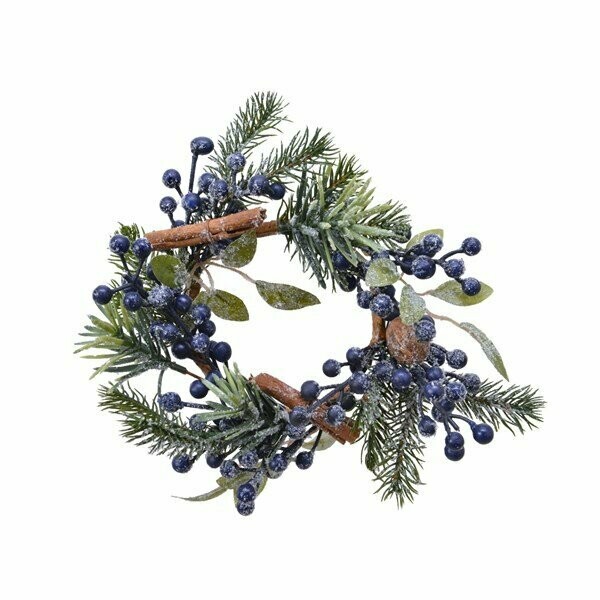 COURONNE DE SAPIN ET BAIES BLEUES