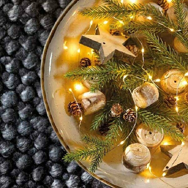 GUIRLANDE LUMINEUSE 60 LEDS ARGENT ET BLANC CHAUD 3M