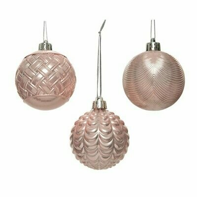 BOULE PLASTIQUE ROSE POUDRE IRISEE 6CM (x3) BOULE PLASTIQUE ROSE POUDRE IRISEE 6CM (x3)