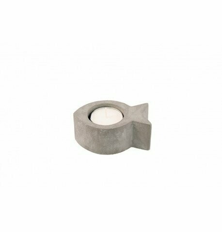 BOUGEOIR  CIMENT POISSON 9,2x5,8x4CM