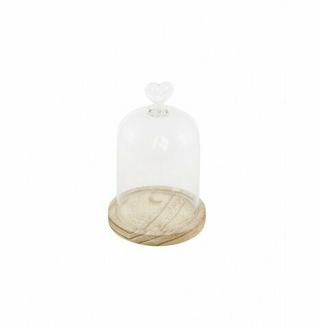 CLOCHE VERRE SUR SUPPORT BOIS 11x16CM
