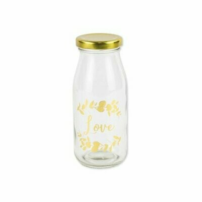 BOUTEILLE CANDY BAR LOVE VERRE FLOQUE OR + BOUCHON OR 6X14CM