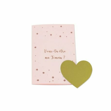 CARTE A GRATTER "VEUX TU ETRE MA TEMOIN" ROSE GOLD PAILL ROSE 15X10CM (x2)