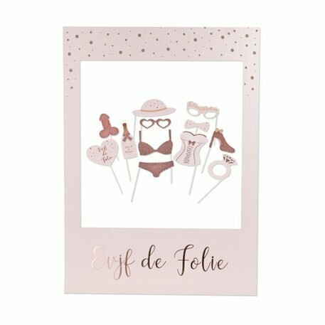 CADRE PHOTOBOOTH EVJF 57.5X80CM + KIT PHOTOBOOTH ROSE GOLD 12 PIECES
