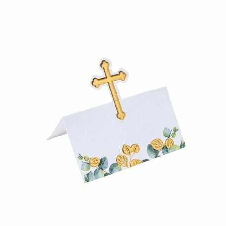 MARQUE PLACE CROIX EUCALYPTUS PAPIER TEXTURE EMBOSSE OR 9X5CM (x10)