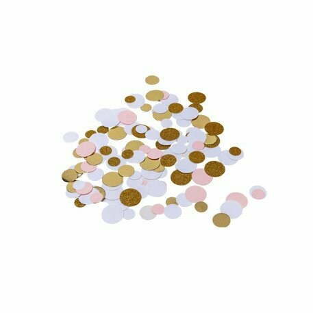 CONFETTIS 14G ROSE BLANC PAILLETTES OR ET METAL OR 1.5/2/2.5CM