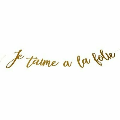 GUIRLANDE JE T'AIME A LA FOLIE PAILLETTES OR 1M40