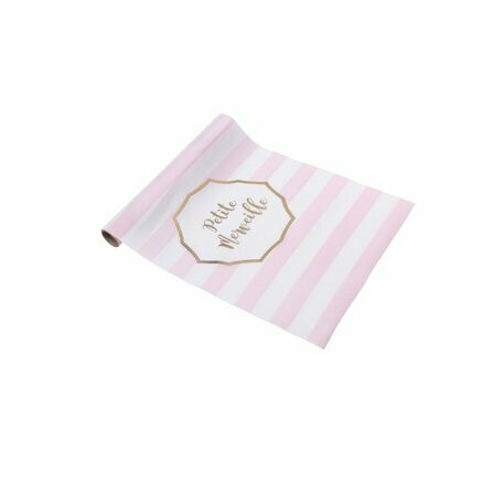 CHEMIN DE TABLE PETITE MERVEILLE RAYE ROSE DORURE OR 28CMX5M