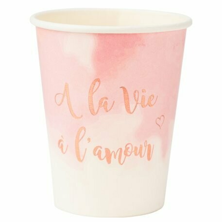 GOBELET A LA VIE A L'AMOUR DEGRADE DE ROSE & ROSE GOLD 255ML (x8)