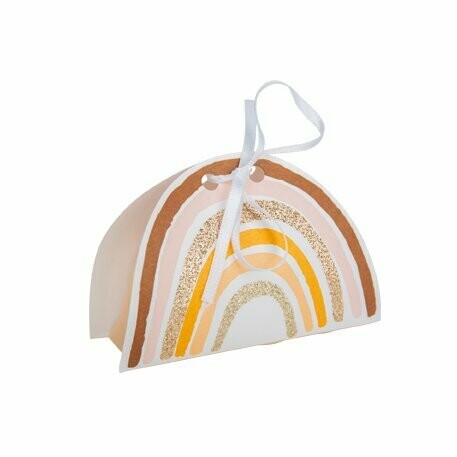 CONTENANT ARC EN CIEL PAILLETTES CUIVRE ET OR 8.5X5.5X3CM (x8)