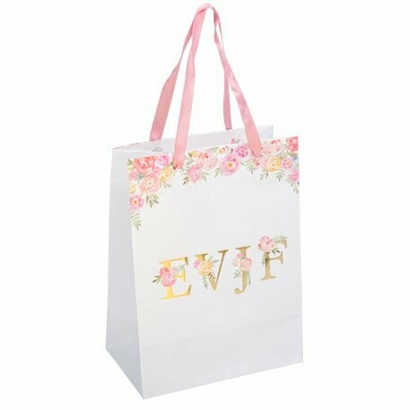 SAC EVJF FLEURI PAPIER TEXTURE ET OR 15X9X20CM (x4)