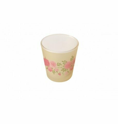 BOUGEOIR VERRE ROSES VINTAGE 6.8CM