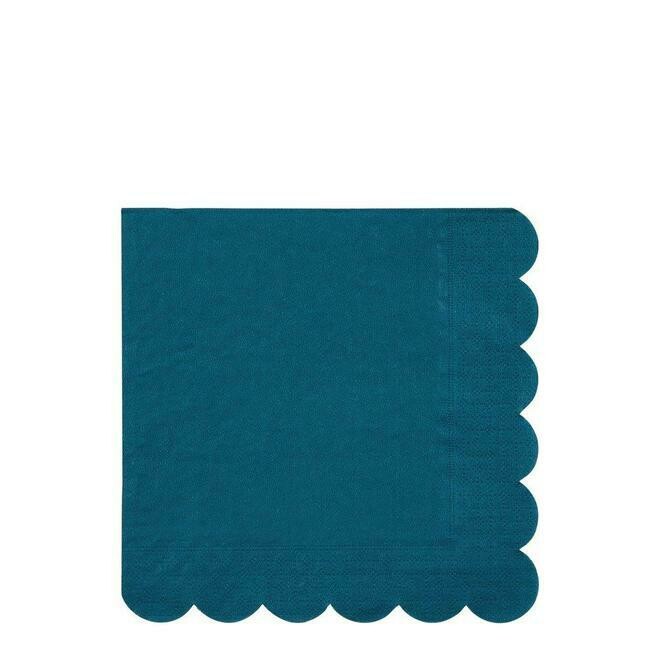 SERVIETTE BLEU CANARD BORD BISCUIT 33CM (x20)