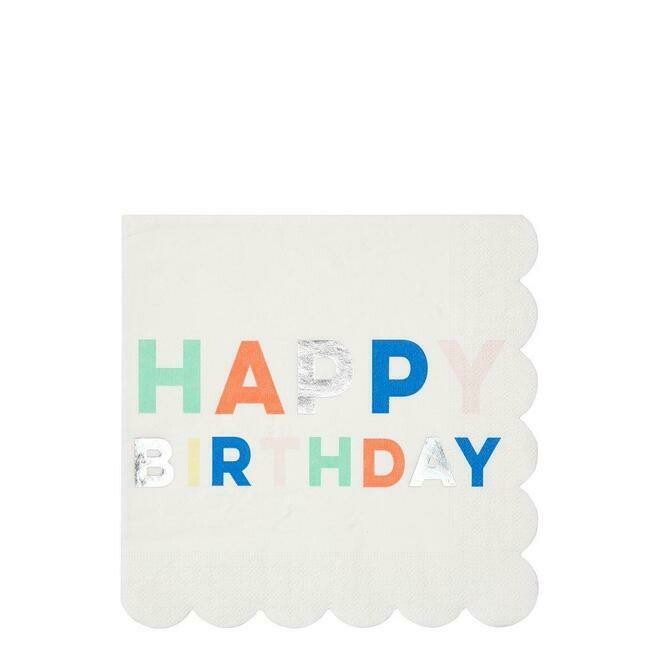 SERVIETTE HAPPY BIRTHDAY PALETTE DE COULEURS 33CM (x16)