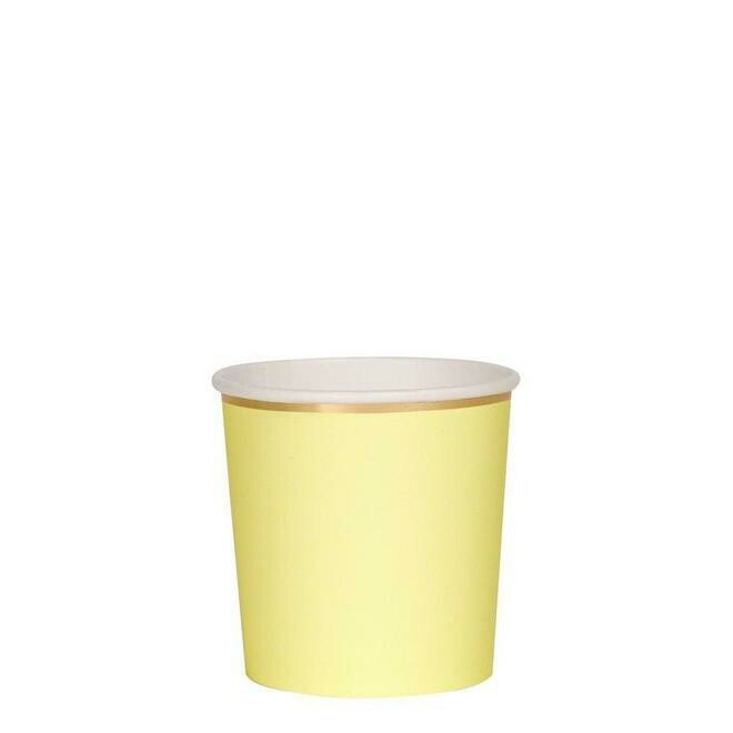 GOBELET JAUNE PASTEL LISERE OR 260ML (x8)