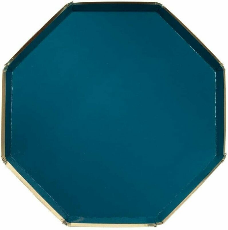 ASSIETTE OCTOGONALE BLEU CANARD 25CM (x8)