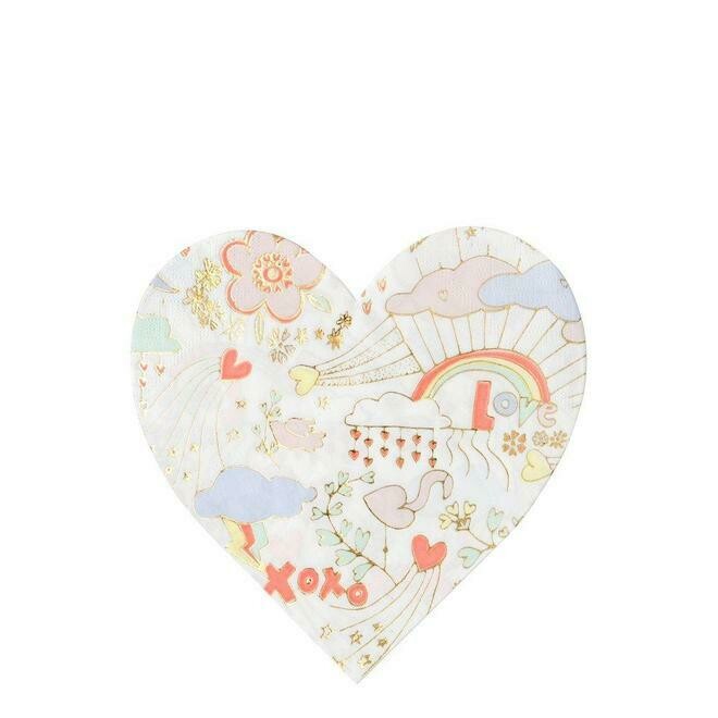 SERVIETTE FORME COEUR CRAYONNEE (x16)