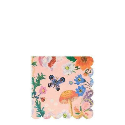 SERVIETTE COCKTAIL FLORE ET PAPILLONS (x20)