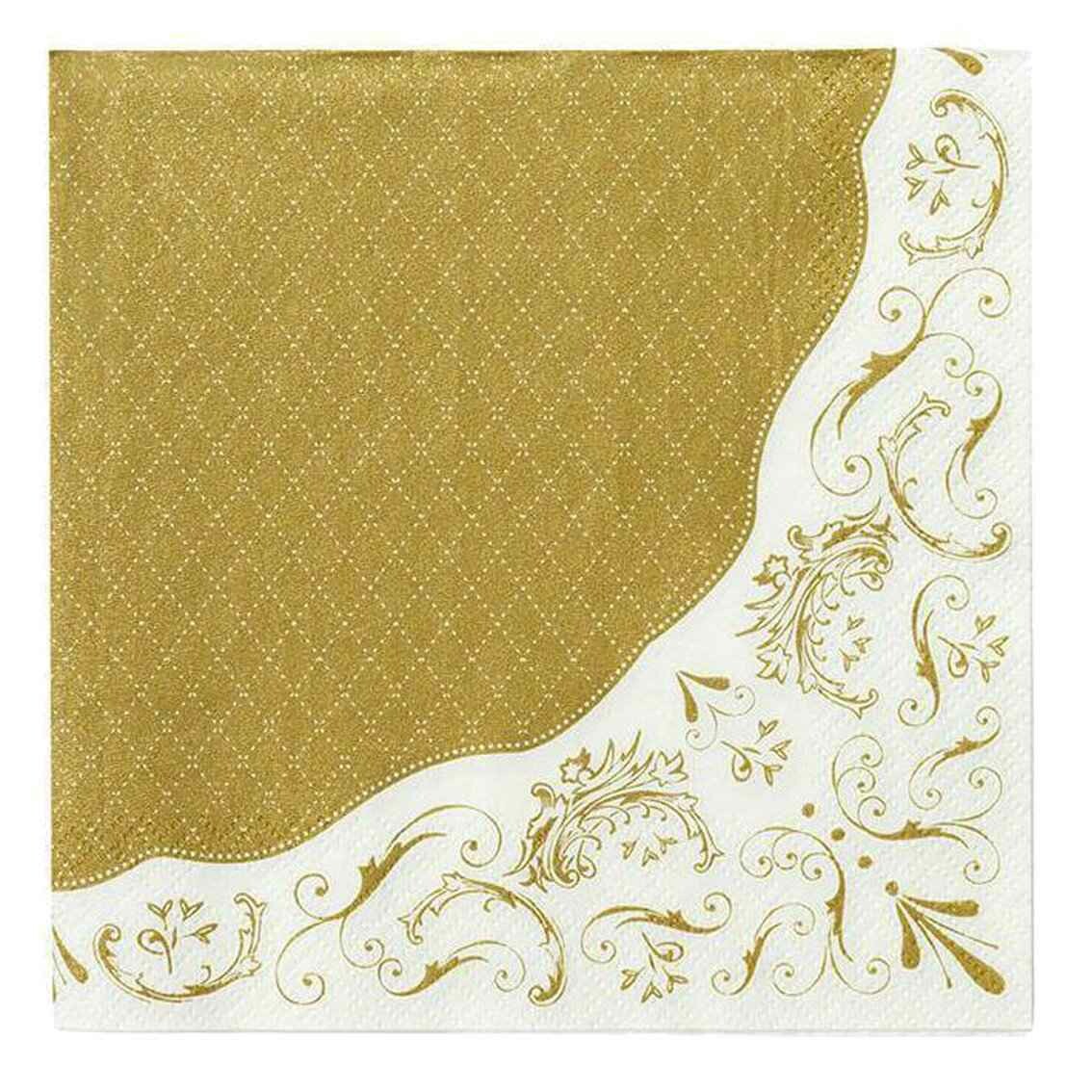 SERVIETTE DOREE BORD BLANC 33CM (x20)