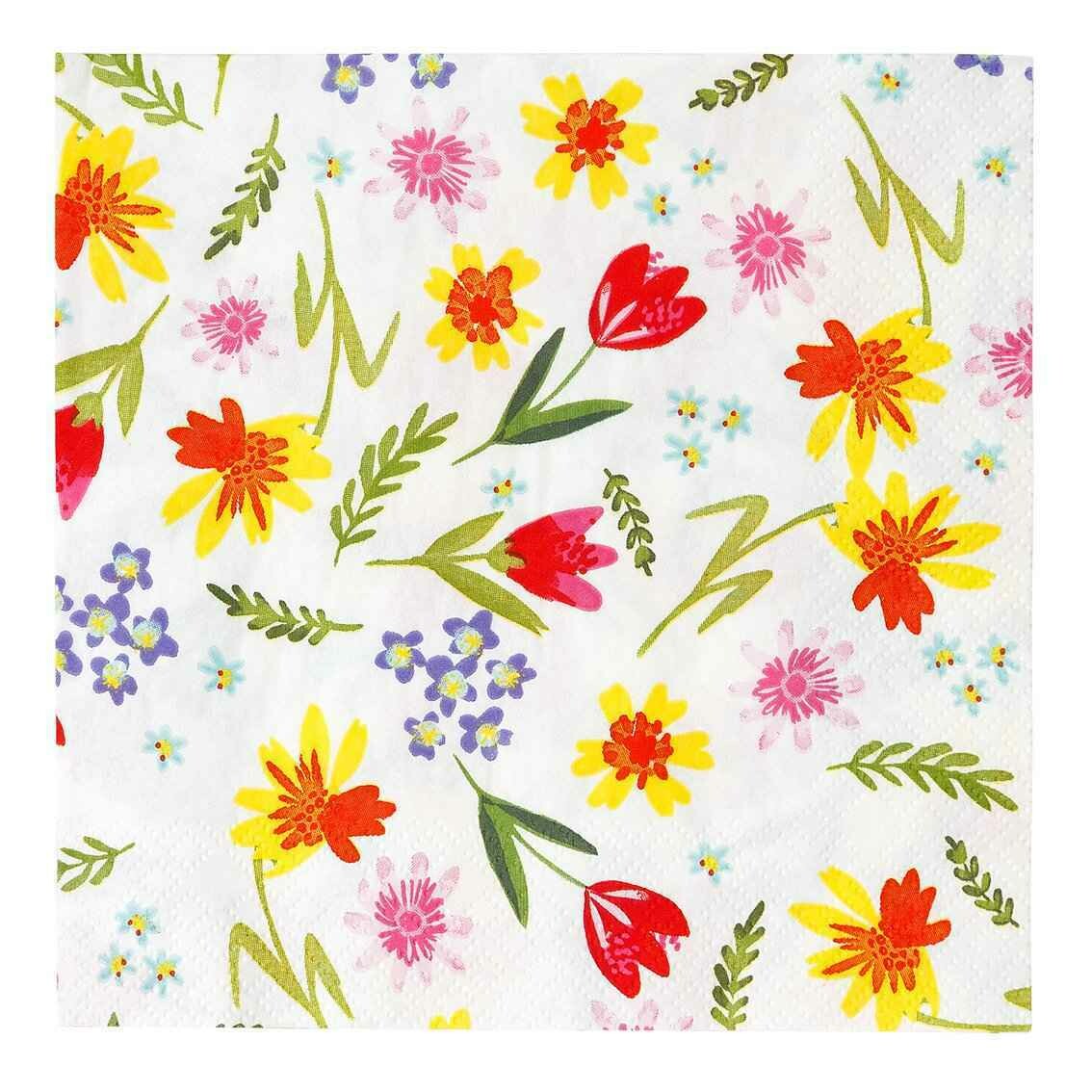 SERVIETTE FLEURS 33CM (x20)