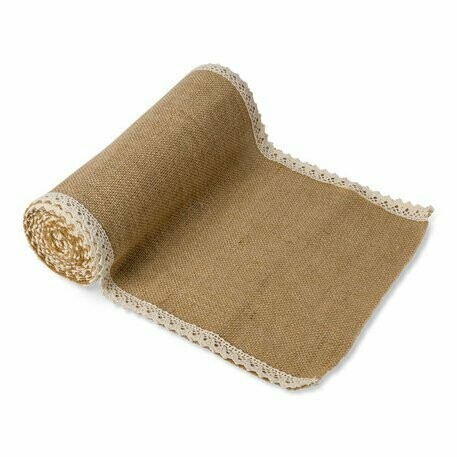 CHEMIN DE TABLE JUTE ET DENTELLE 28CMX5M