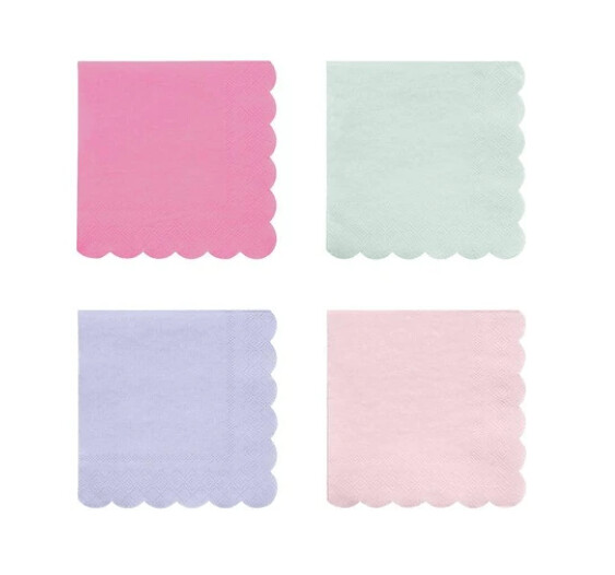 SERVIETTE COCKTAIL PASTEL ASSORTIES (x20)