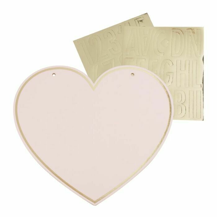 COEUR ROSE ET OR A SUSPENDRE 23CM PERSONNALISABLE (x4)