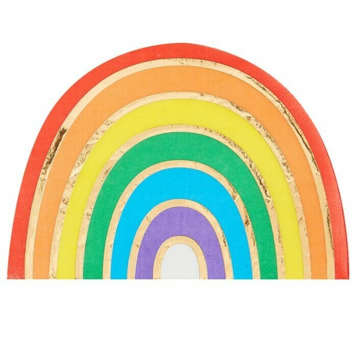 SERVIETTE ARC EN CIEL ET OR 16.5x11.5CM (x16)